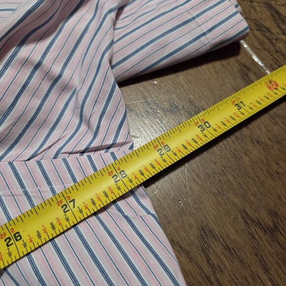 Ralph Lauren Shirt Mens 2XL Pink Blue Striped Button Down Pony Short Sleeve Vtg - Picture 5 of 6